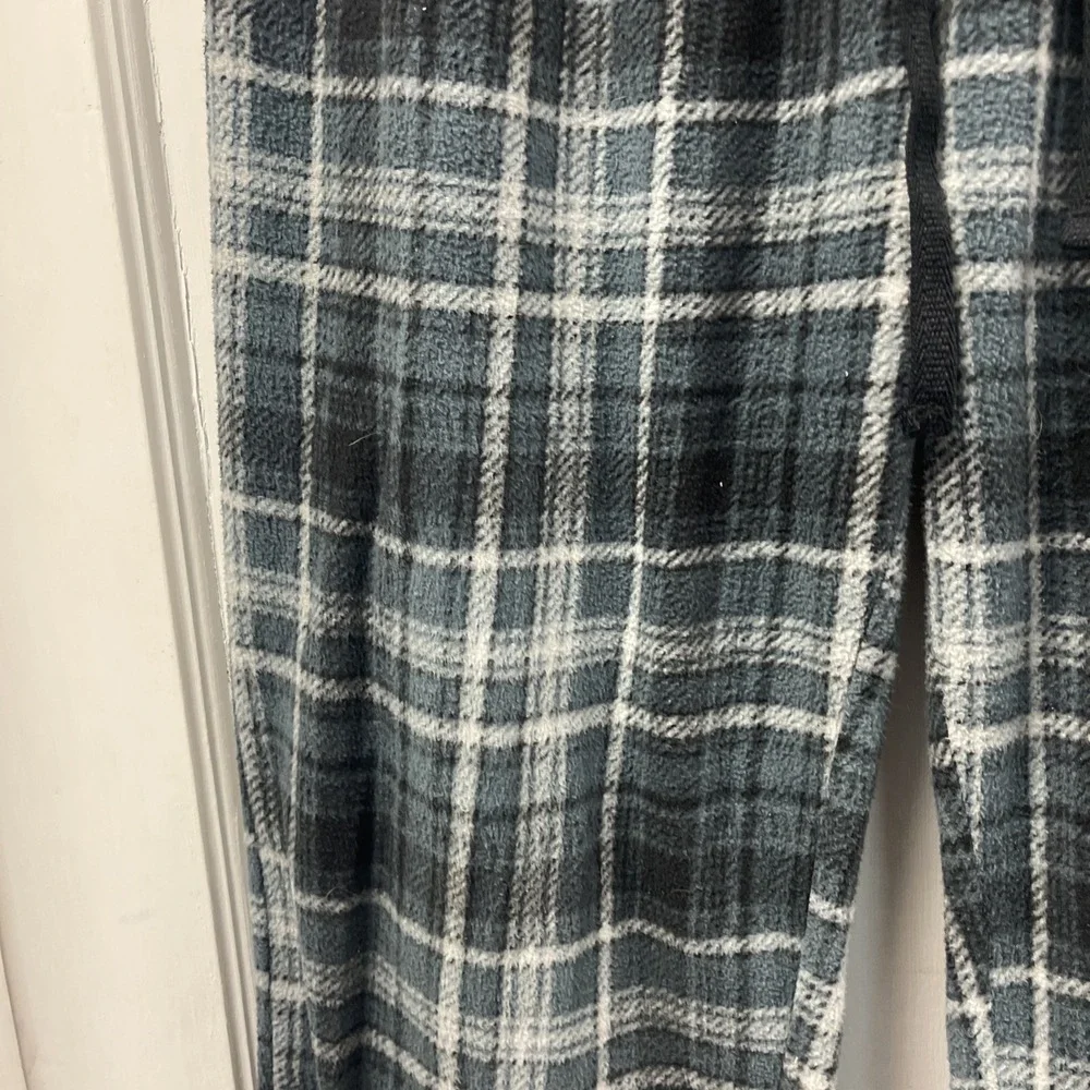 Lucky Brand Mens Blue Plaid Fleece Pajama Pants Sleepwear Large